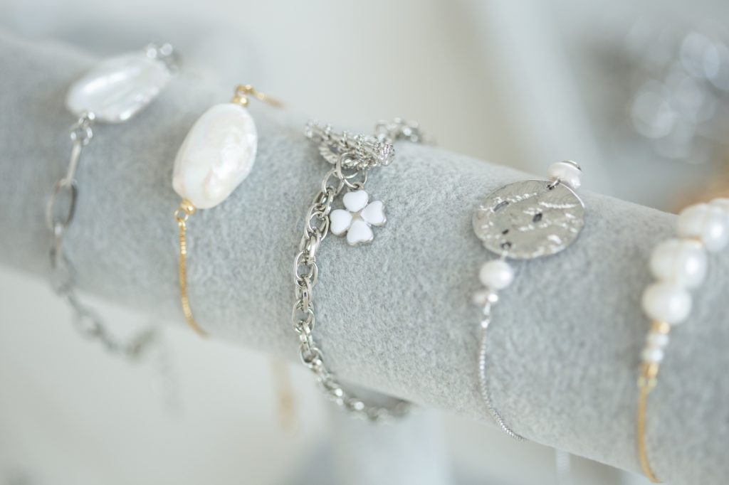 Set of handmade jewelry. Craft jewelry making with professional tools. Beauty, accessories and